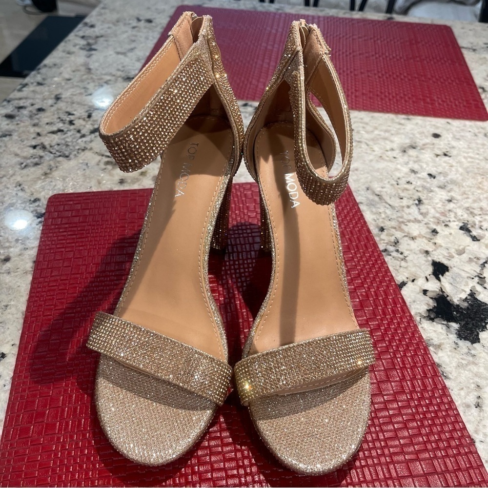 TOP Moda Platform High Heel Open Toe Dress Sandal Over The Toe Strap new size 10 - Picture 4 of 9